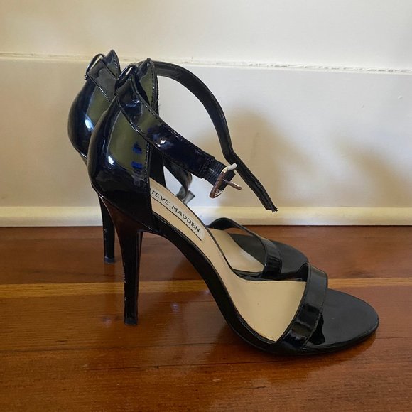 Steve Madden Realove Black Patent Heeled Sandals - Picture 2 of 3